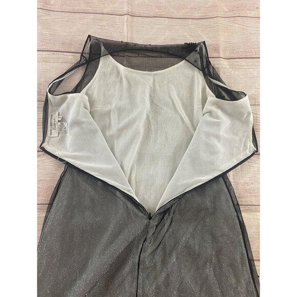 Adrianna Pappell Women's Black Mesh Embellished Cocktail Dress - 12 - Picture 11 of 13